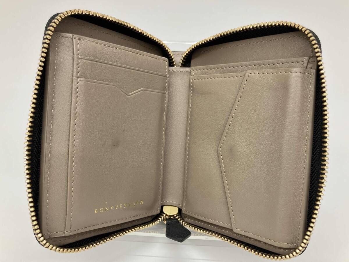  BONAVENTURA ボナベンチュラ ミディアム ファンクショナル ジップウォレット シュリンクレザ 二つ折り財布 ブラック レディ ス 二つ折り財布 折り財布