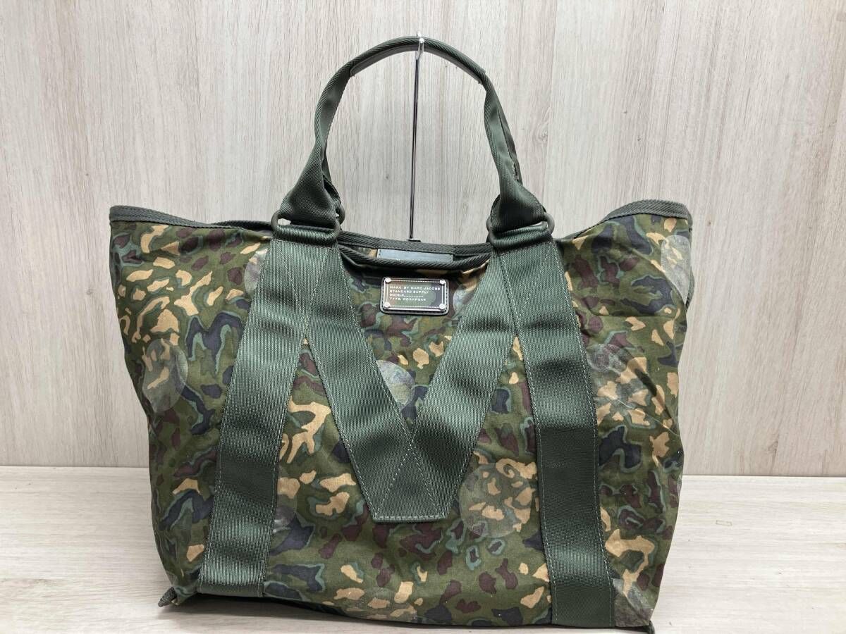 MARC by JACOBS マークバイマークジェイコブス 迷彩柄ト トバッグ モスグリーン 内側ベタつきあり