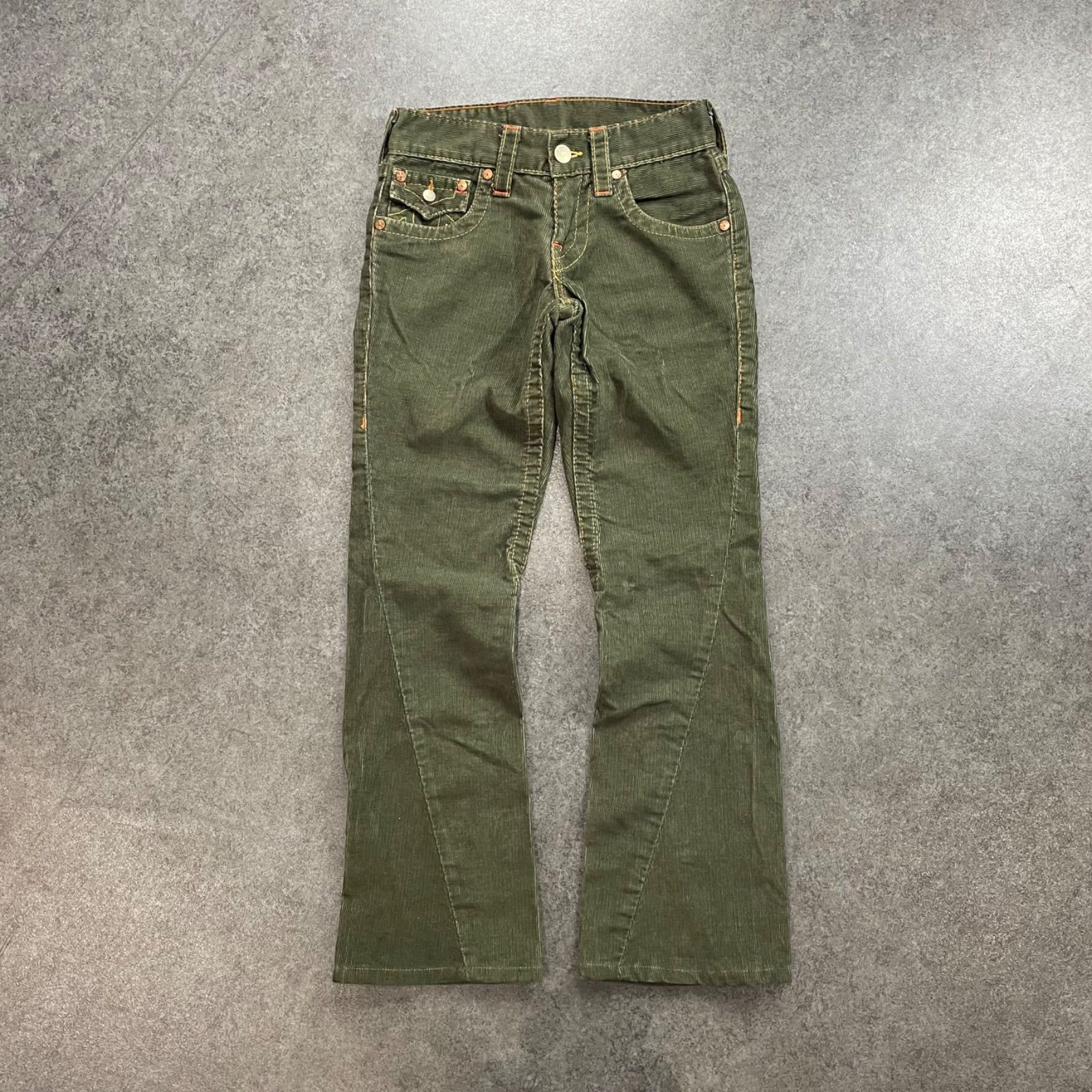USA製 Y2K TRUE RELIGION JOEY BIG T Flare Jeans Bootcut MosGreen
