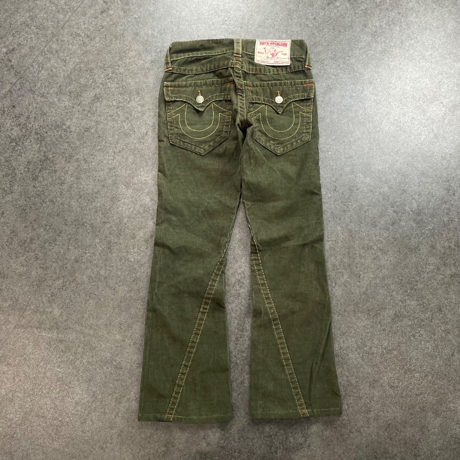 USA製 Y2K TRUE RELIGION JOEY BIG T Flare Jeans Bootcut MosGreen