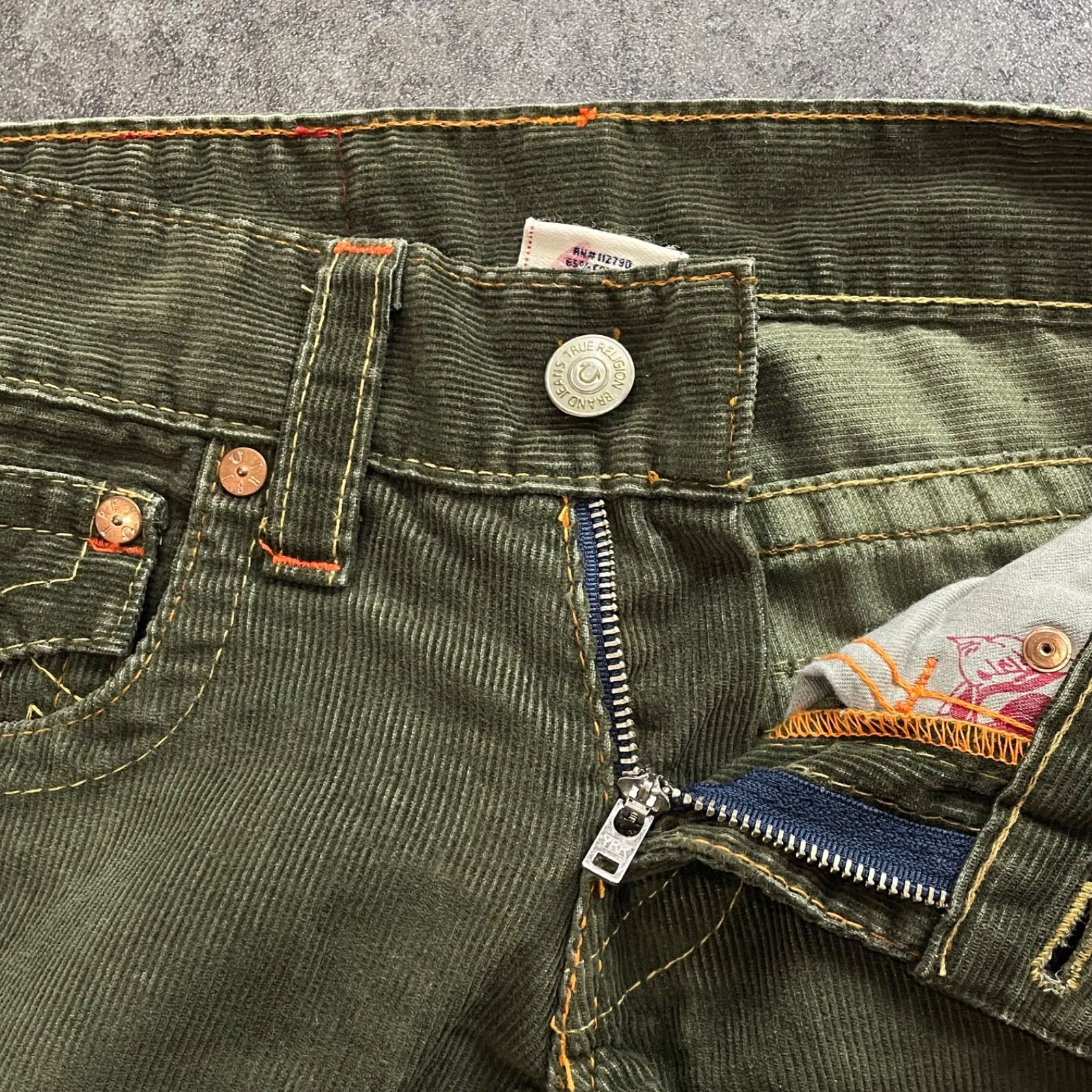 USA製 Y2K TRUE RELIGION JOEY BIG T Flare Jeans Bootcut MosGreen