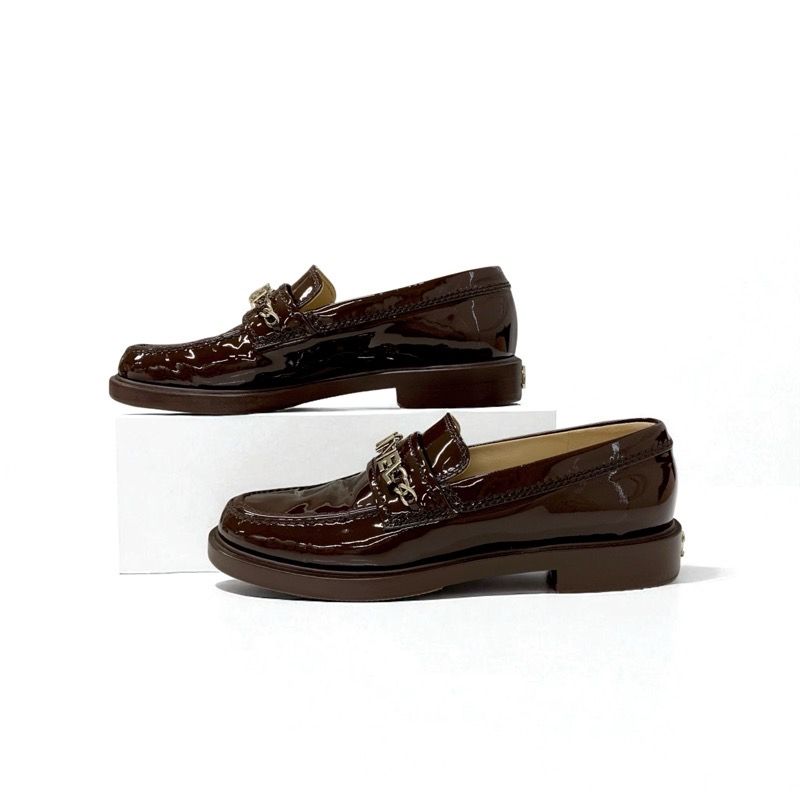 シャネル CHANEL ローファー 革靴 靴 シューズ パテント ブラウン