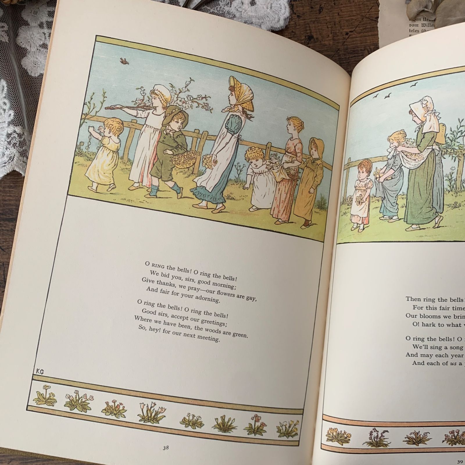 洋書古書 児童書 挿し絵　ヴィクトリアン額絵② Rika様ご確認商品】ヴィンテージ 洋書 絵本 Under the Window｜Kate