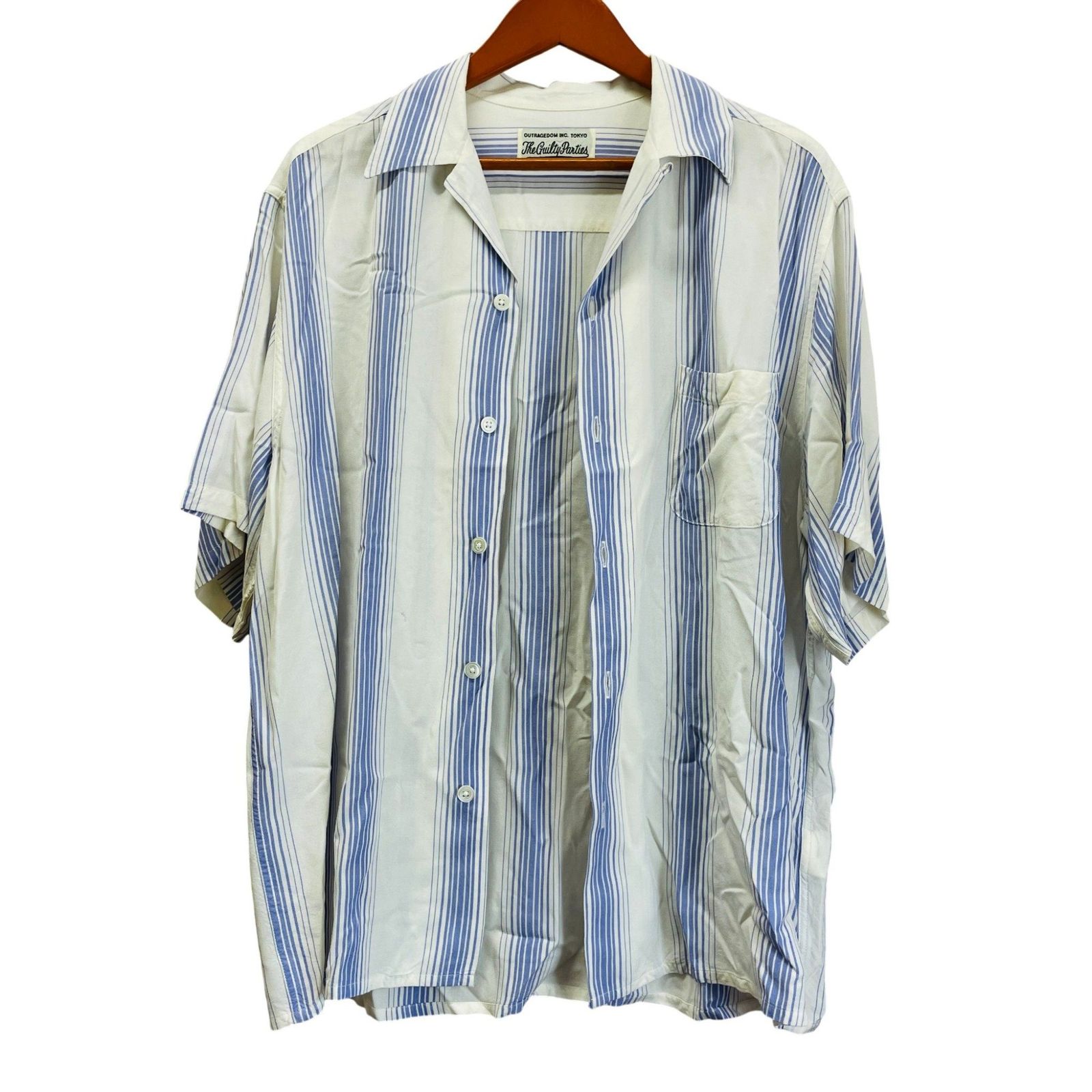 WACKO MARIA ワコマリア STRIPED OPEN COLLAR SHIRT ストライプ オープンカラーシャツ 半袖 レーヨン L