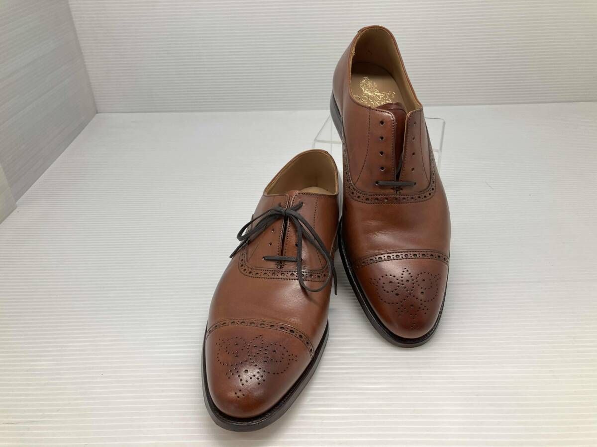 JONES クロケット ジョーンズ ストレートチップ メダリオン ドレスシュ ズ サイズ6 5 ブラウン 通年