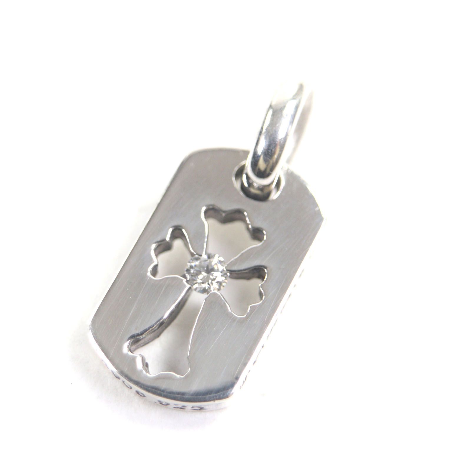 CHROME HEARTS クロムハーツ タイニーカットアウトクロス 925 1 Pダイヤモンド ペンダントトップ シルバー 箱 保存袋付き 重量2 86 g メンズ
