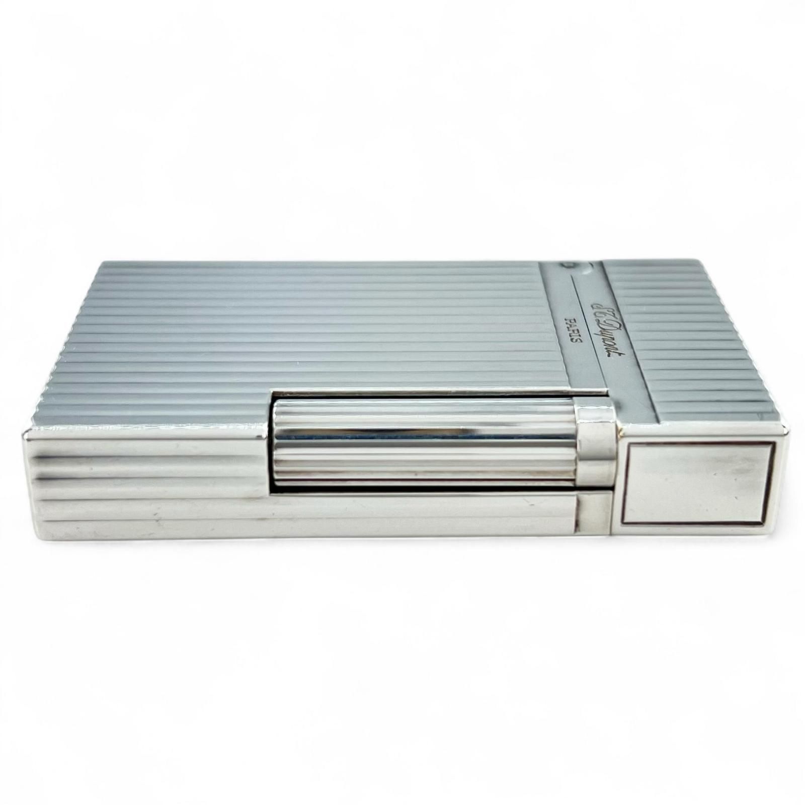 Dupont デュポン ライン2 ヴァーティカルライン ストライプ柄 ローラー式 ガスライター シルバー ケース付き フランス製 メンズ 着火 済み 高出力 高速動作