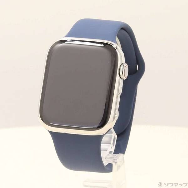 〔 品〕 Apple Watch Series 9 GPS Cellular 45 mm シルバーステンレススチールケース ストームブルースポーツバンド 269