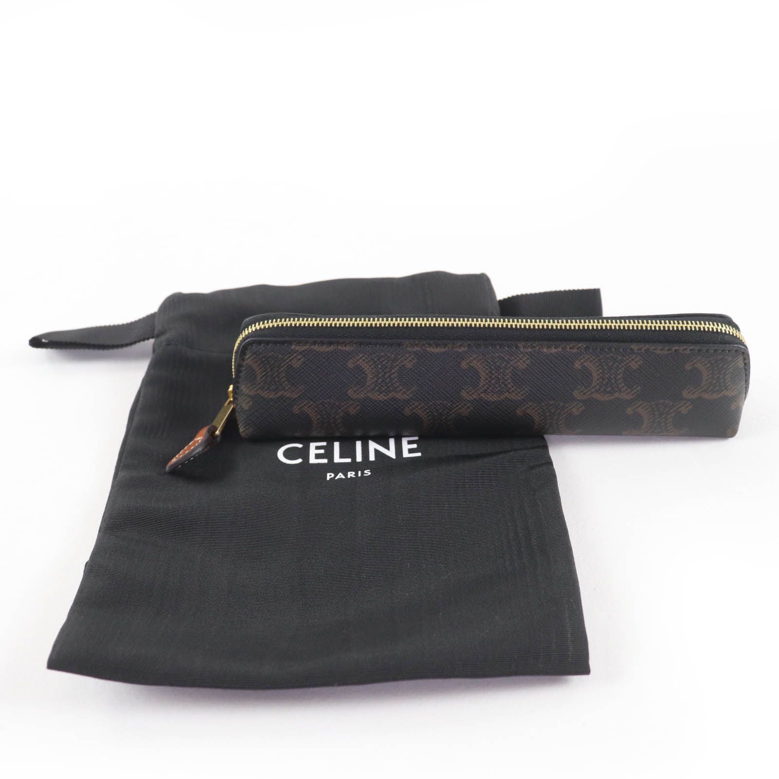極美品☆CELINE セリーヌ トリオンフキャンバス レザー ペンケース