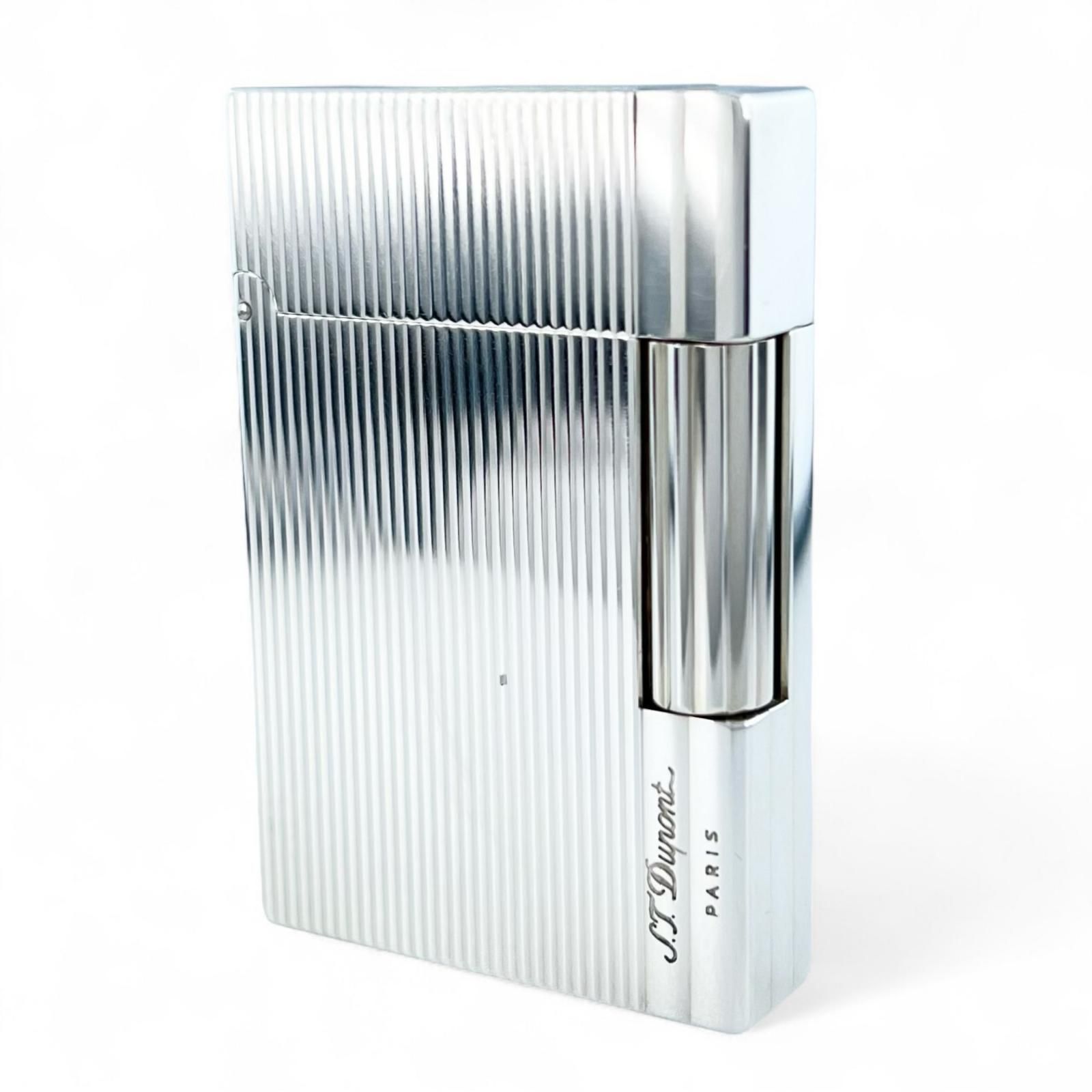 Dupont デュポン ギャッツビー ストライプ柄 ローラー式 ガスライター シルバー ケース付き フランス製 メンズ 着火 済み