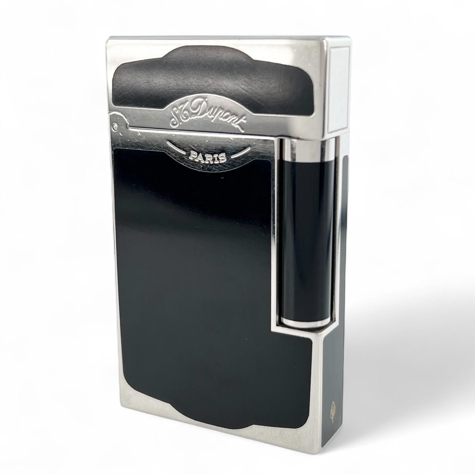 Dupont デュポン ライン2 モンパルナス ダブルバーナー ラッカー ローラー式 ライター ブラック シルバー 箱 ケース付き フランス製 メンズ 着火 済み