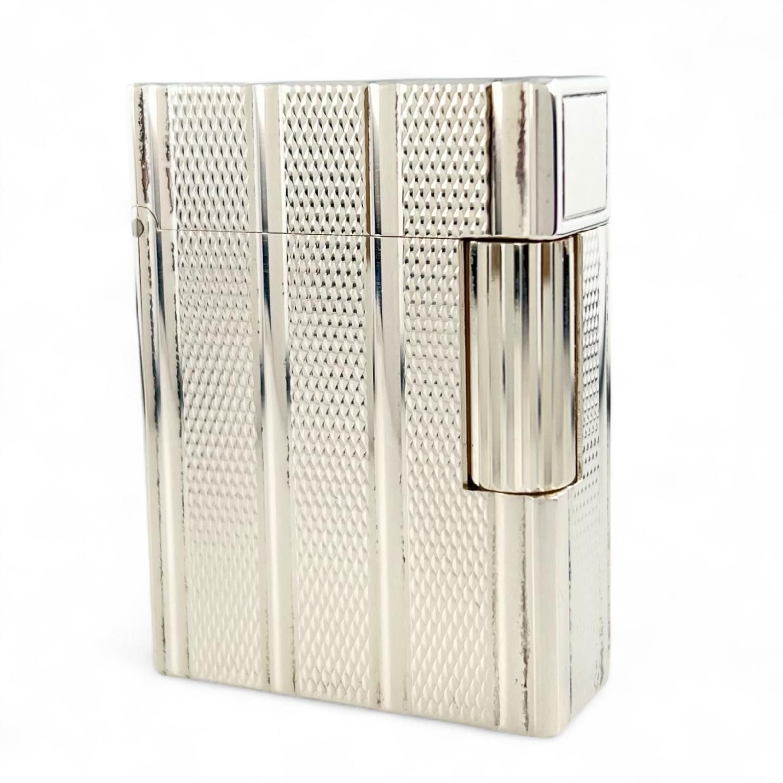 Dupont デュポン ライン1 ショート ローラー式 喫煙具 ガスライター シルバー 箱 ケース付き フランス製 メンズ 着火 済み