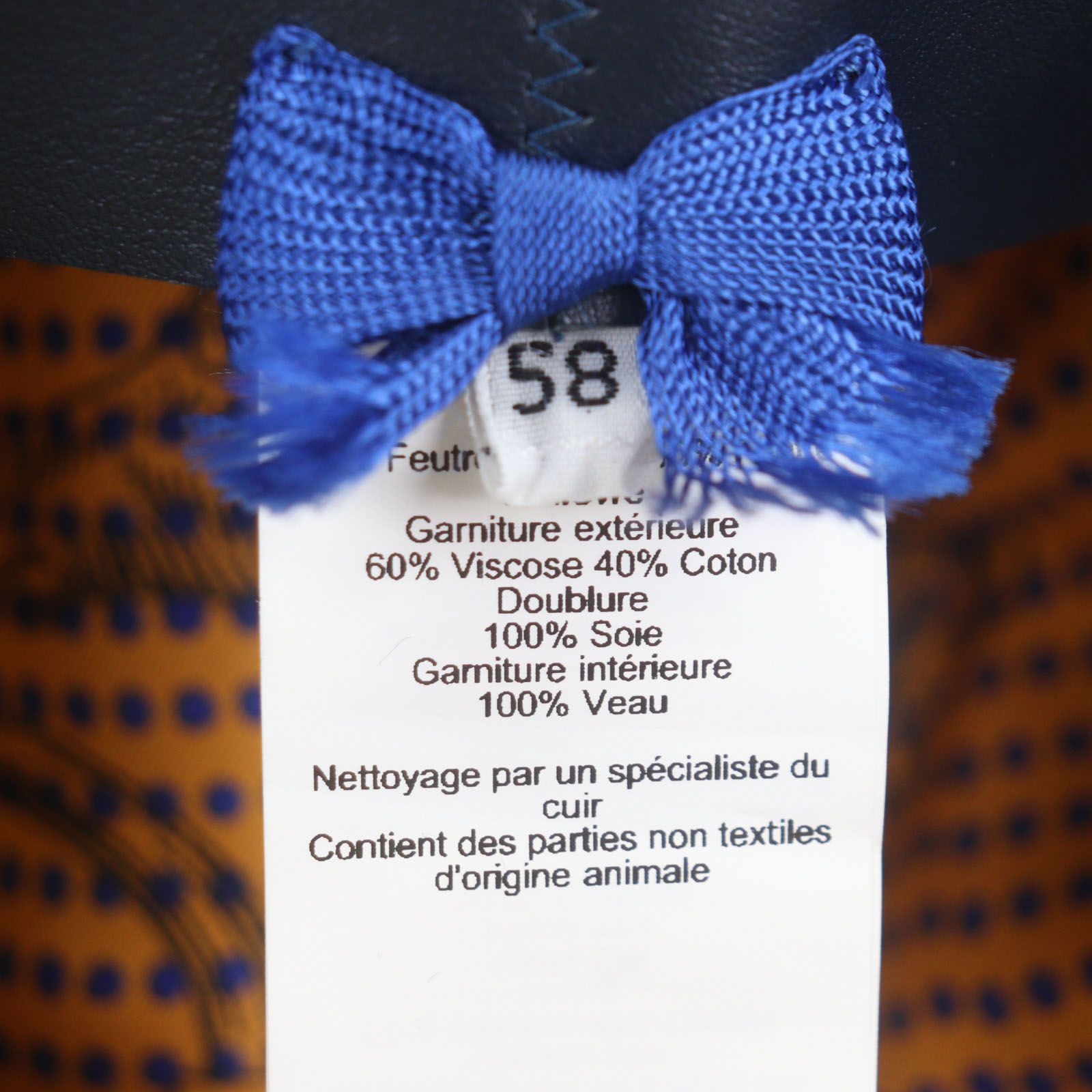 ★人気★エルメス　ネイビー ウール　フェルトハット リボン付き　サイズ57 ☆人気☆エルメスネイビー ウールフェルトハット リボン付きサイズ57