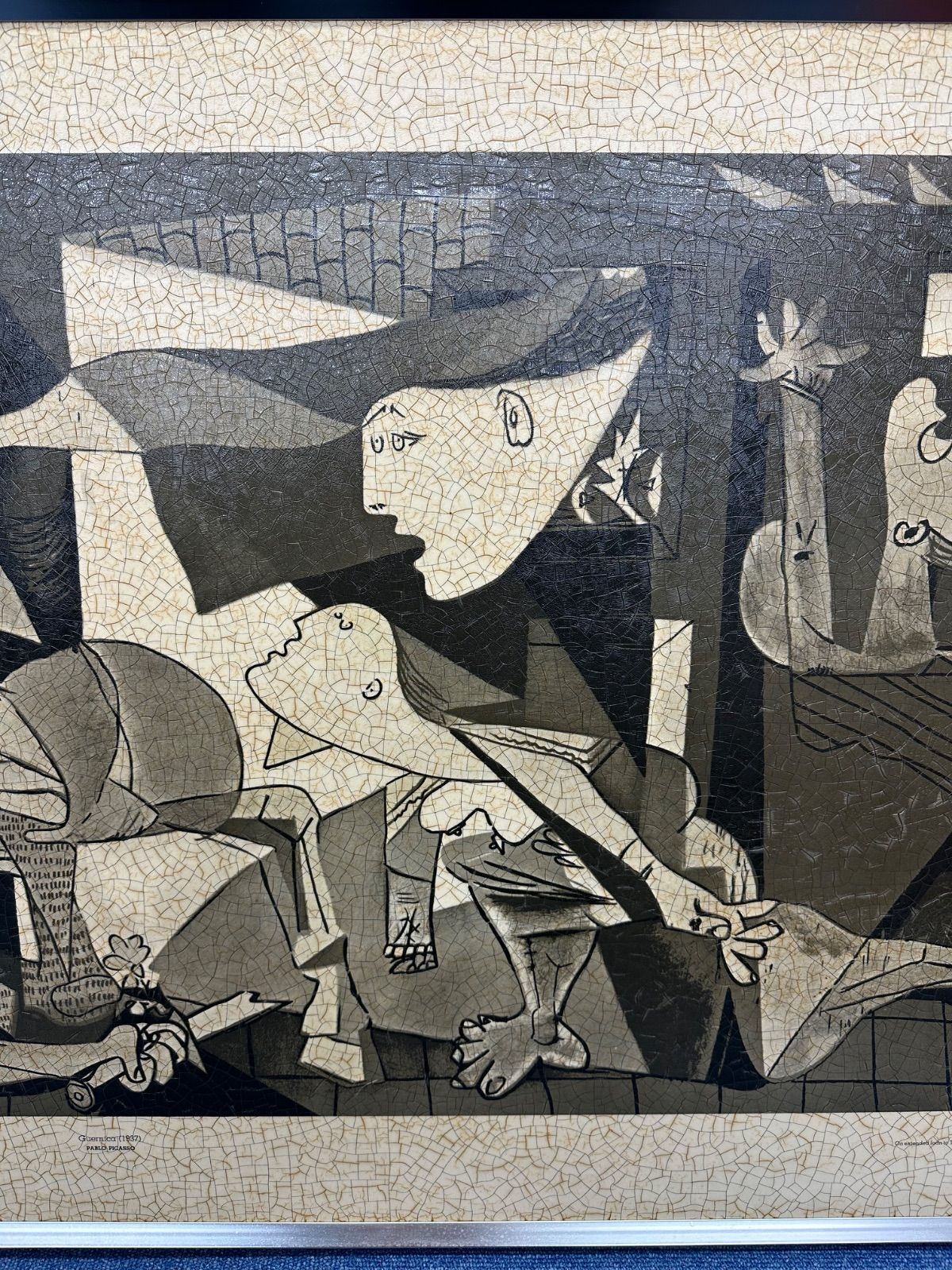 C48-z】パブロ・ピカソ ゲルニカ 工芸画 講談社 人気 額装 大判 限定