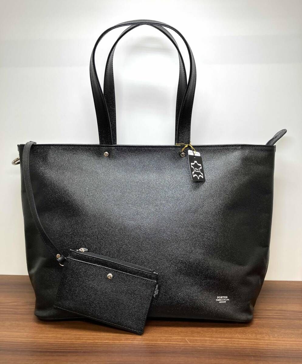 PORTER ポーター リンク ポ チ付き ト トバッグ ブラック レザー