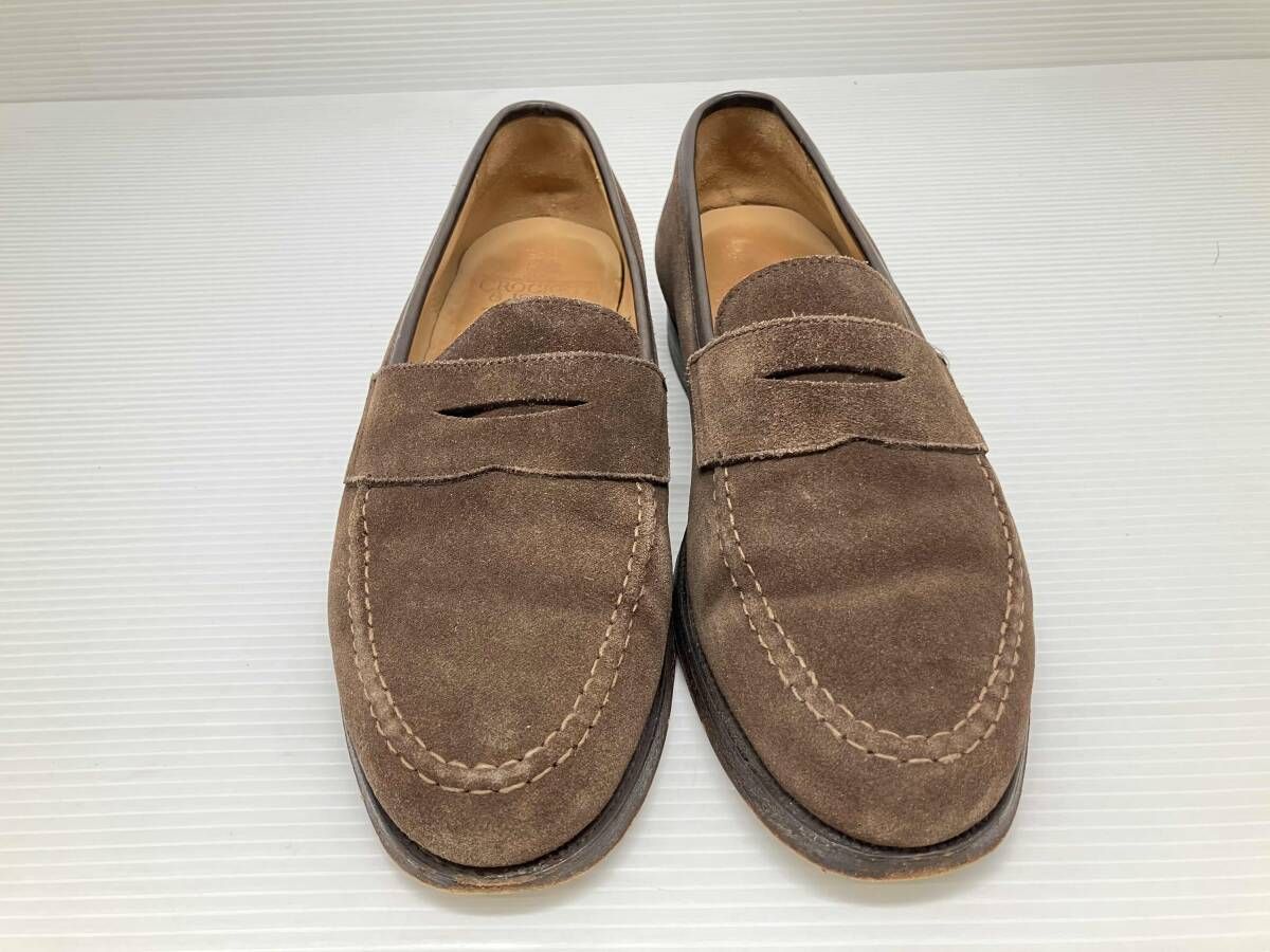 ＆ JONES クロケット ジョーンズ BOSTON スエード BRW ローファー サイズ7 5 ブラウン 通年