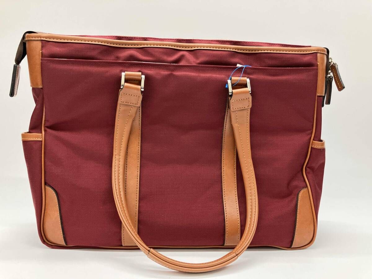 Kiwada BEATTEXキワダ ビ トテックス ビジネストートバッグ ワインレッド ダブルファスナ あおりポケット