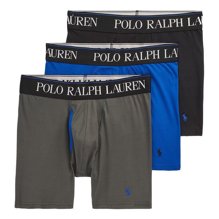 ポロラルフローレン 4 D FLEX COOLING ボクサーブリーフ 3 PK チャコールグレー ラグビーロイヤル ポロブラック