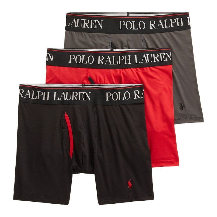 ポロラルフローレン 4 D FLEX COOLING ボクサーブリーフ 3 PK チャコールグレー RL 2000 レッド ポロブラック