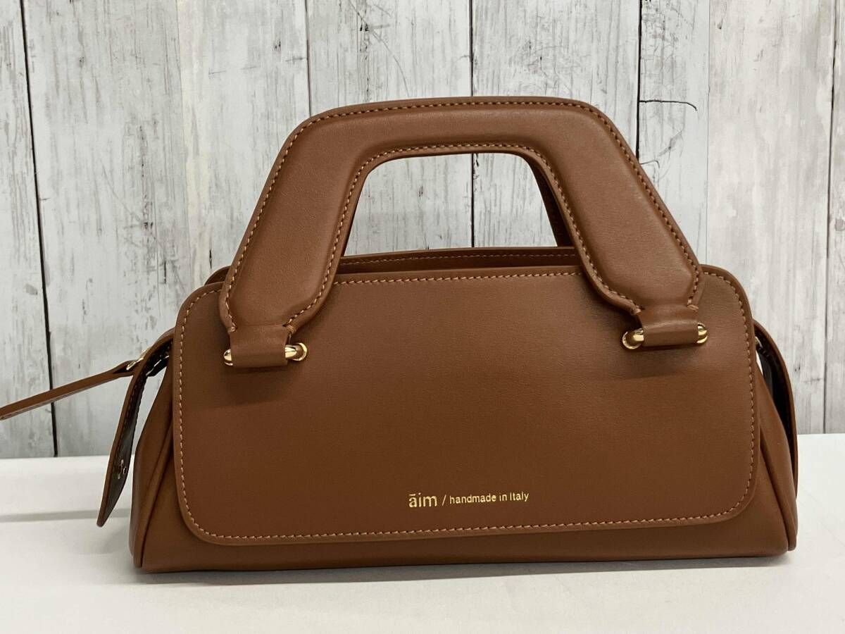 美品】aim MINI OLIVIA レザーハンドバッグ エイム 2WAY ショルダー 