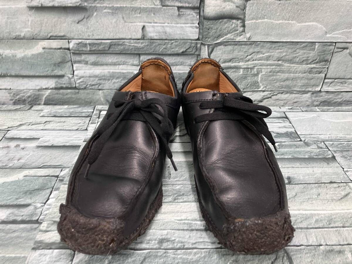 clarks ワラビーブーツ デザートブーツ オールレザー BLK 黒 26 クラークス