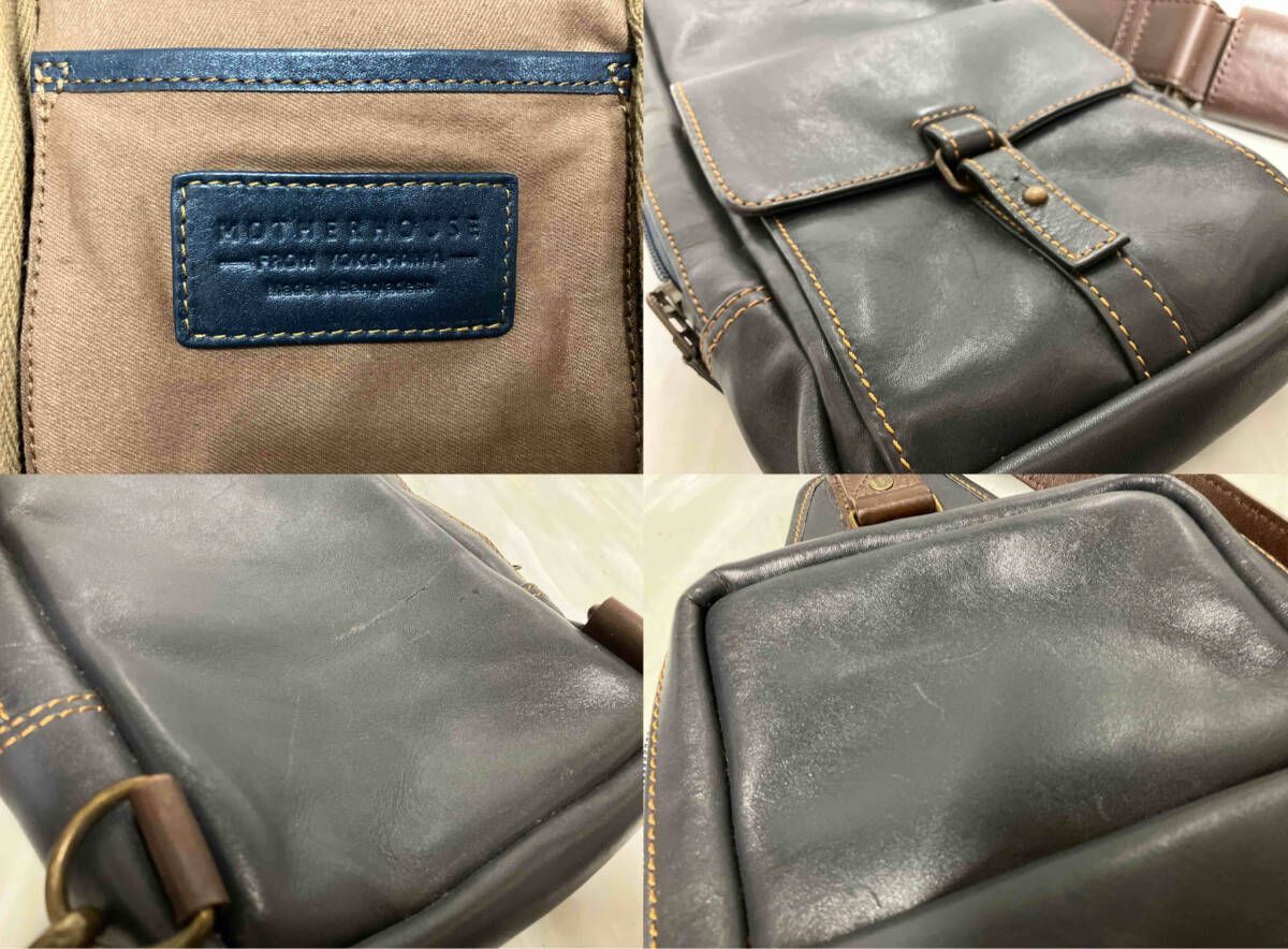 MOTHERHOUSE マザーハウス ボディバッグ レザー ネイビー