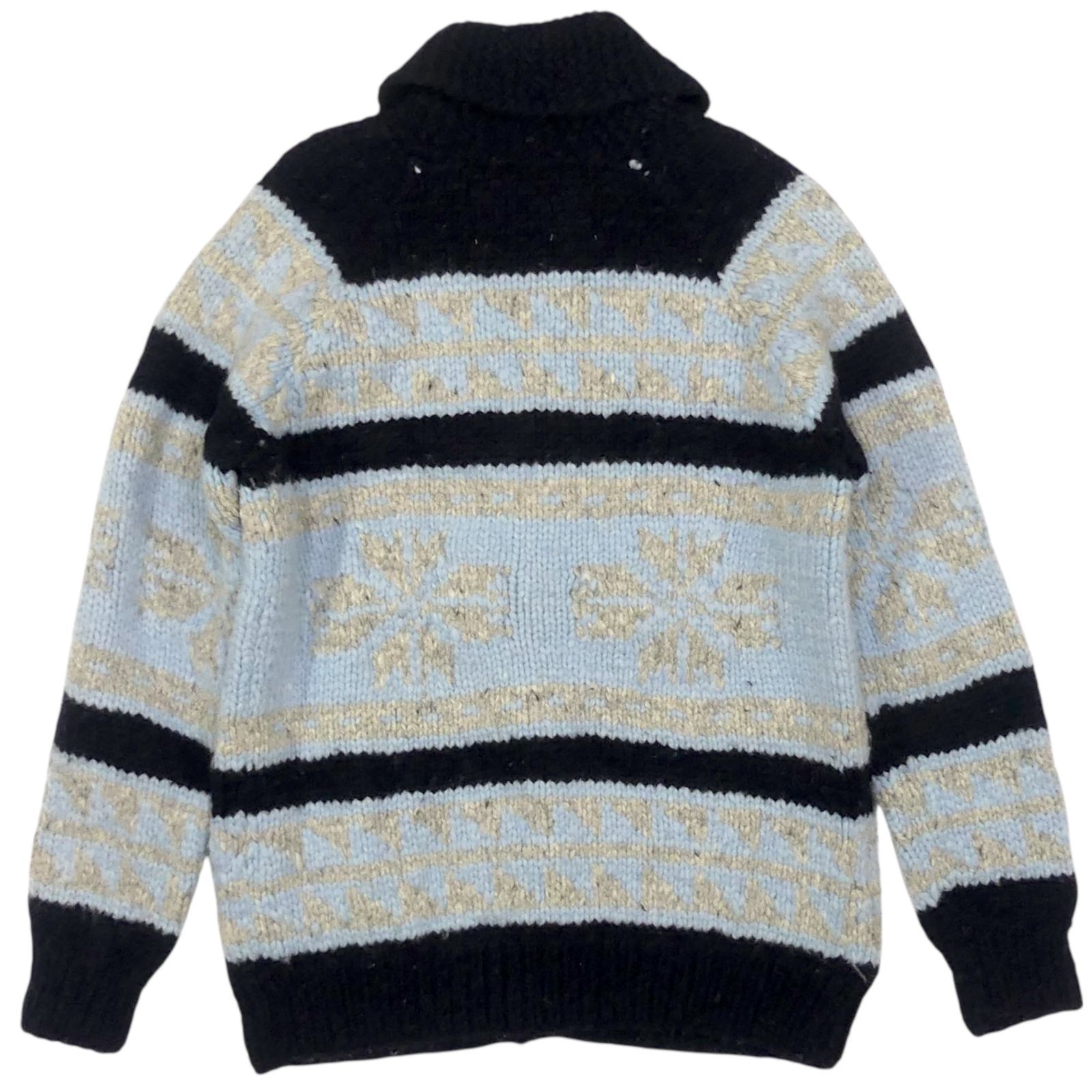 カウチンセーター kanata ニット L カナダ製 カナタ 紺 ネイビー 水色