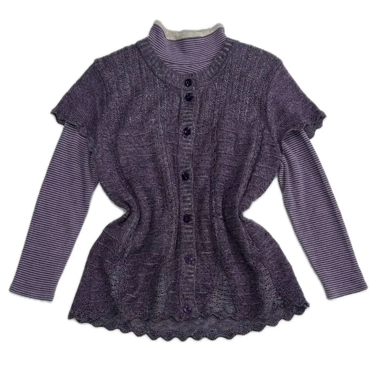 日本 ヴィンテージ PURPLE すずこ 冬 エスニック ベスト ストライプ デニムスカート コーディネートセット