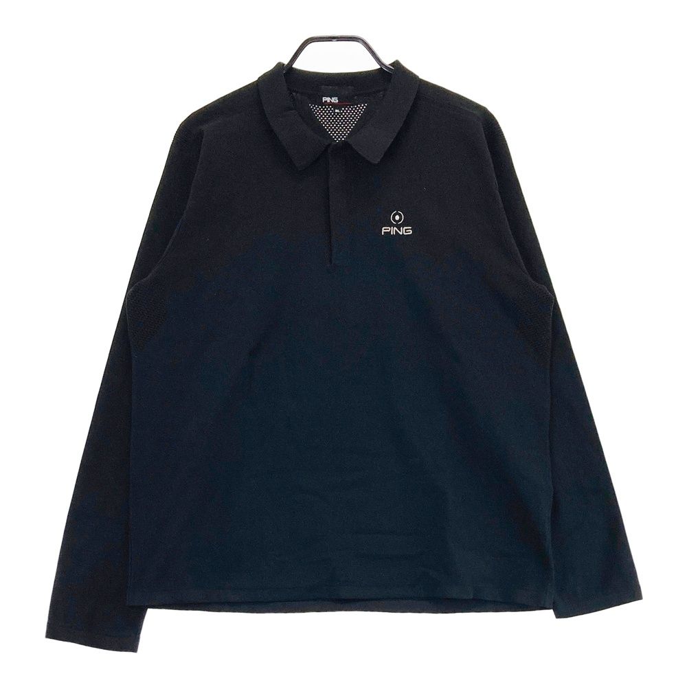 サイズ：3L PING ピン 長袖ポロシャツ ブラック系 [240101569194