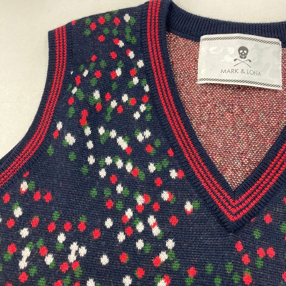 サイズ：S MARK&LONA マークアンドロナ ; Vネック ニットベスト 総柄