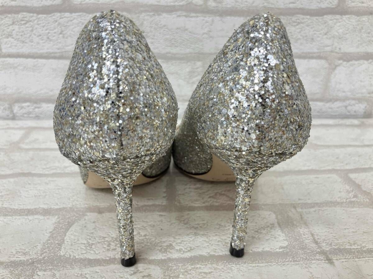 JIMMY CHOO パンプス シルバー グリッター ラメ ポインテッドトゥ