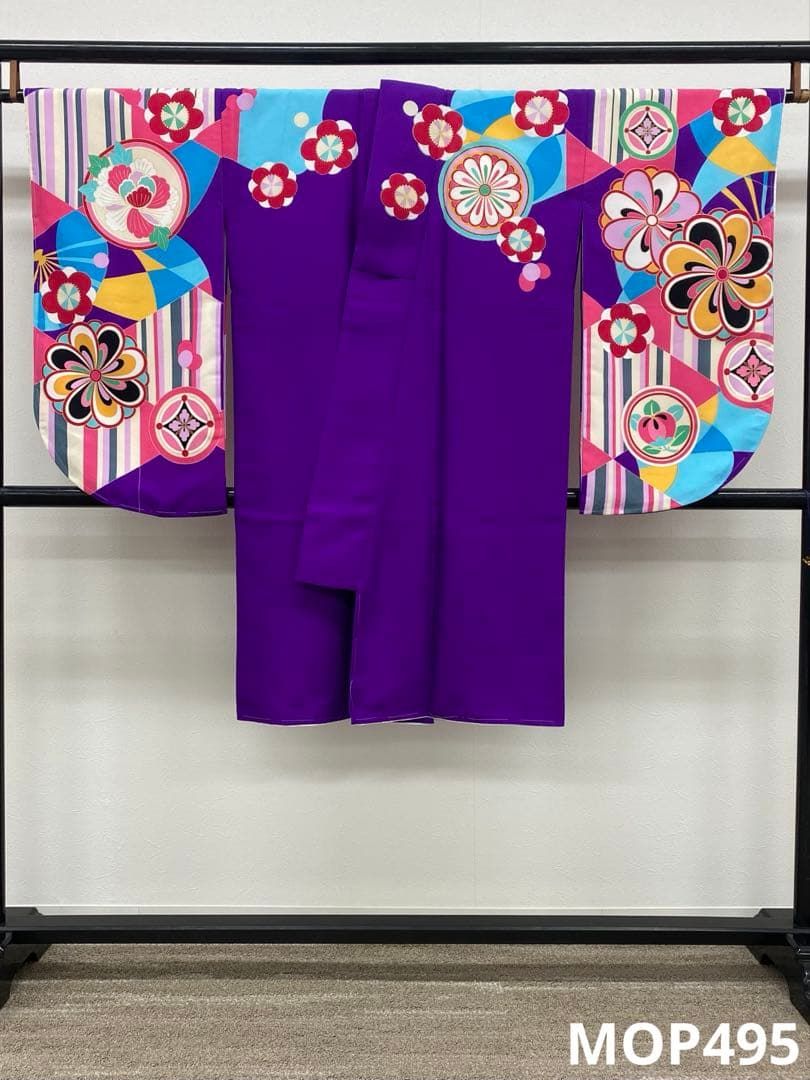 二尺袖 ポリエステル着物 金彩 紋意匠 袴用 MOP 495