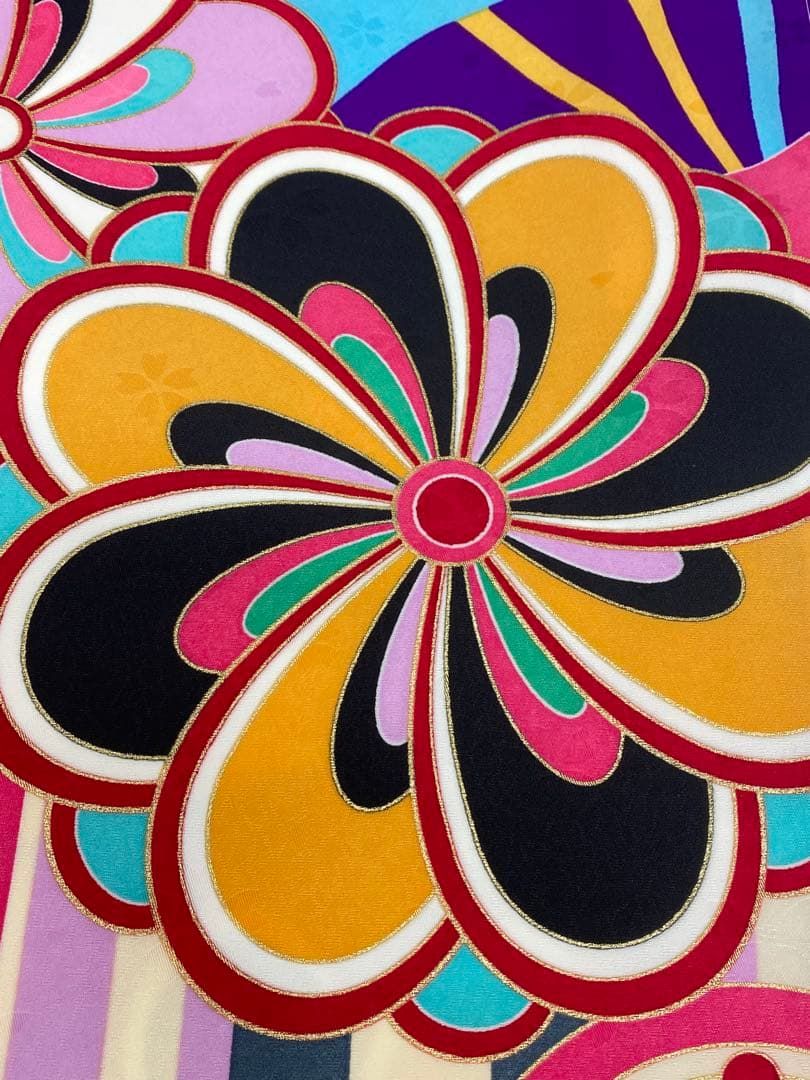  二尺袖 ポリエステル着物 金彩 紋意匠 袴用 MOP 495 振袖 着物