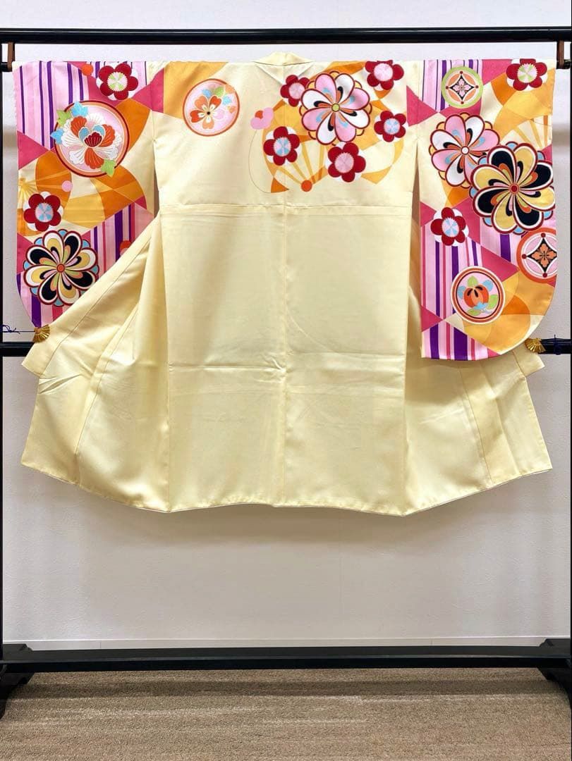 二尺袖 ポリエステル着物 金彩 紋意匠 袴用 新品未使用品 MOP496