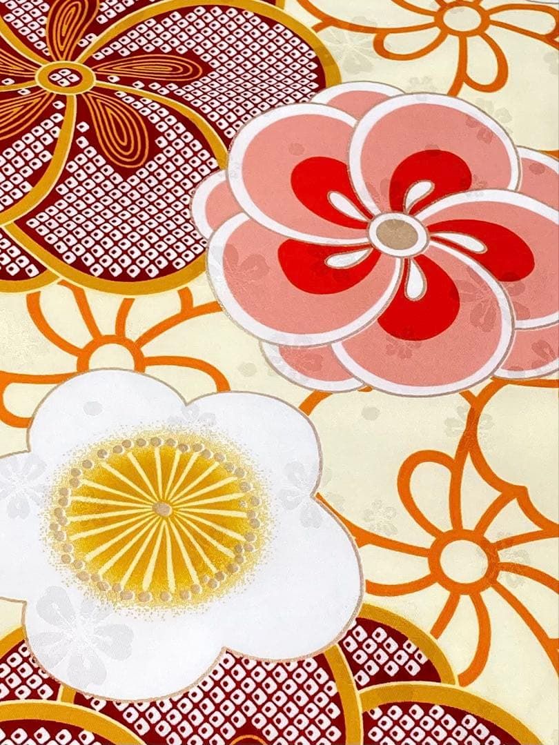 二尺袖 ポリエステル着物 金彩 梅 袴用 MOP502 - メルカリ