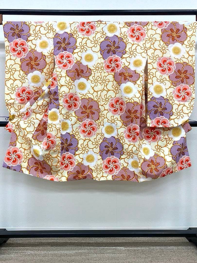 二尺袖 ポリエステル着物 金彩 梅 袴用 MOP502 - メルカリ