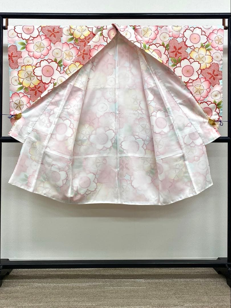 二尺袖 ポリエステル着物 金彩 桜 袴用 MOP501 - メルカリ