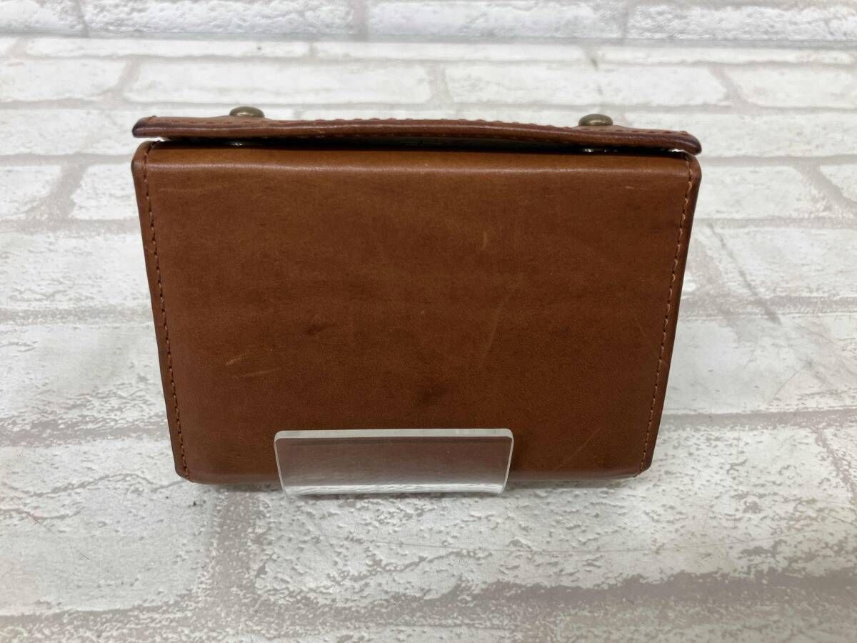 m millefoglie エムピウ ミッレフォッリエ レディース メンズ ブラウン レザー 財布 三つ折り財布 ボタン