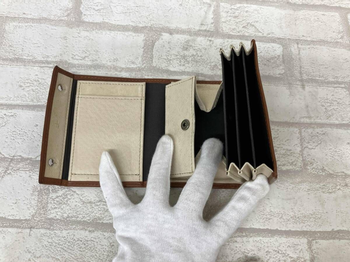 m millefoglie エムピウ ミッレフォッリエ レディース メンズ ブラウン レザー 財布 三つ折り財布 ボタン 二つ折り財布 折り財布