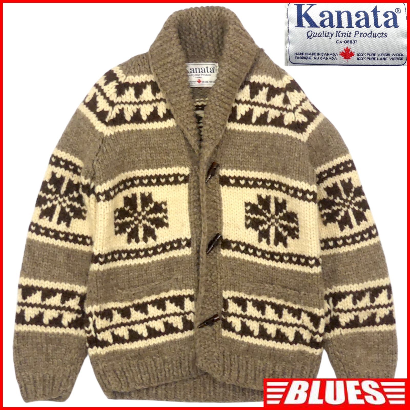 カウチンセーター kanata ニット カナダ製 カナタ L トグル留め 