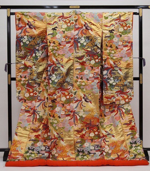 色打掛 鳳凰 花 草木 豪華絢爛 正絹 b 4954