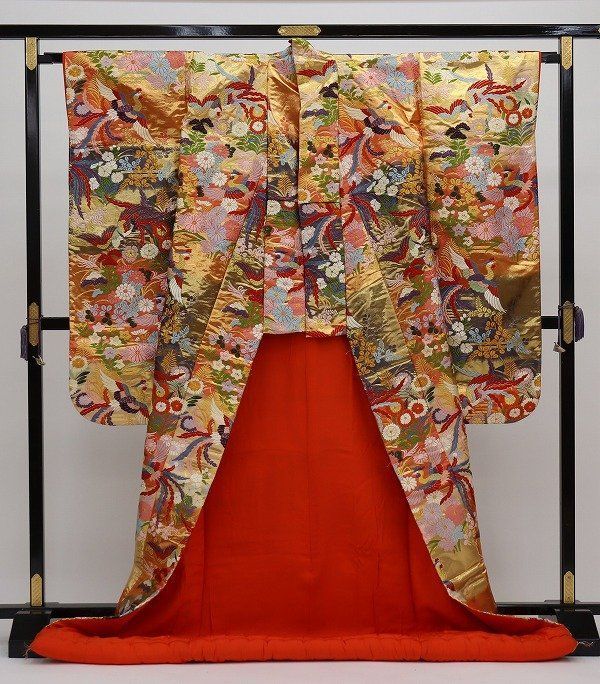 色打掛 鳳凰 花 草木 豪華絢爛 正絹 b 4954