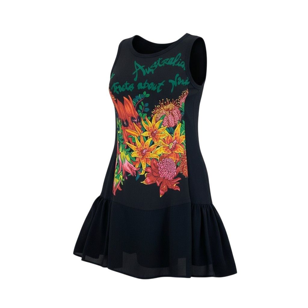 41 k 26 TOKUKO 1 er VOL トクコプルミエヴォル ノースリーブ シアーワンピース フ ワンピース 花柄プリント レディース 女性用 9 ブラック ポリエステル100％u 02 t