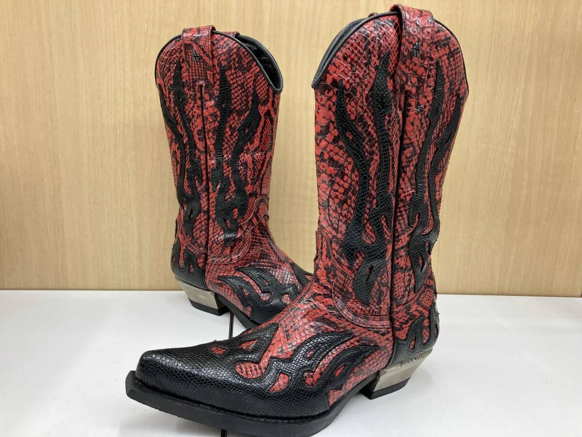 希少 NEWROCK ウエスタン ブーツ NEW ROCK ニューロック レッド ブラック ウエスタンブーツ BOOT WEST