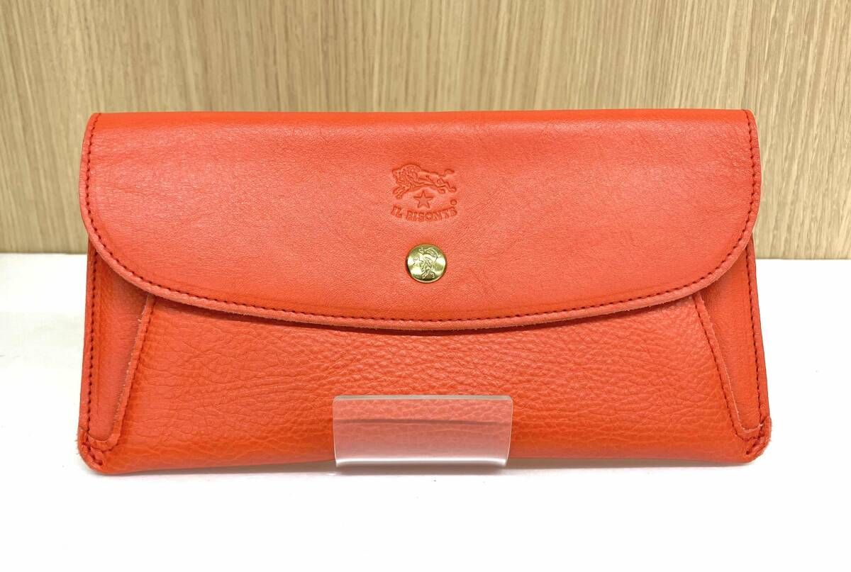 IL BISONTE イルビゾンテ 長財布 本革 イタリア製 薄型 オレンジ 通年