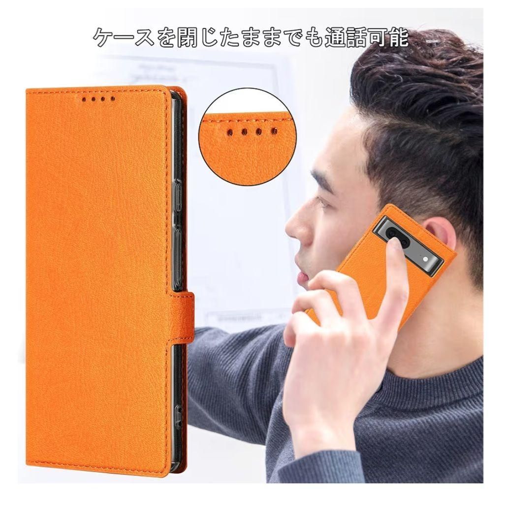 Google Pixel 7 手帳型ケース EVADA オレンジ カード収納付き - メルカリ