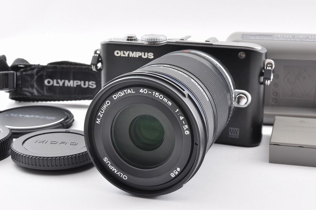 ❤即購入1000円OFF❤ OLYMPUS PEN E-PL3 望遠レンズセット Olympus PEN Lite E-PL3 ブラック＋M.Zuiko 40-150mm R 望遠レンズ
