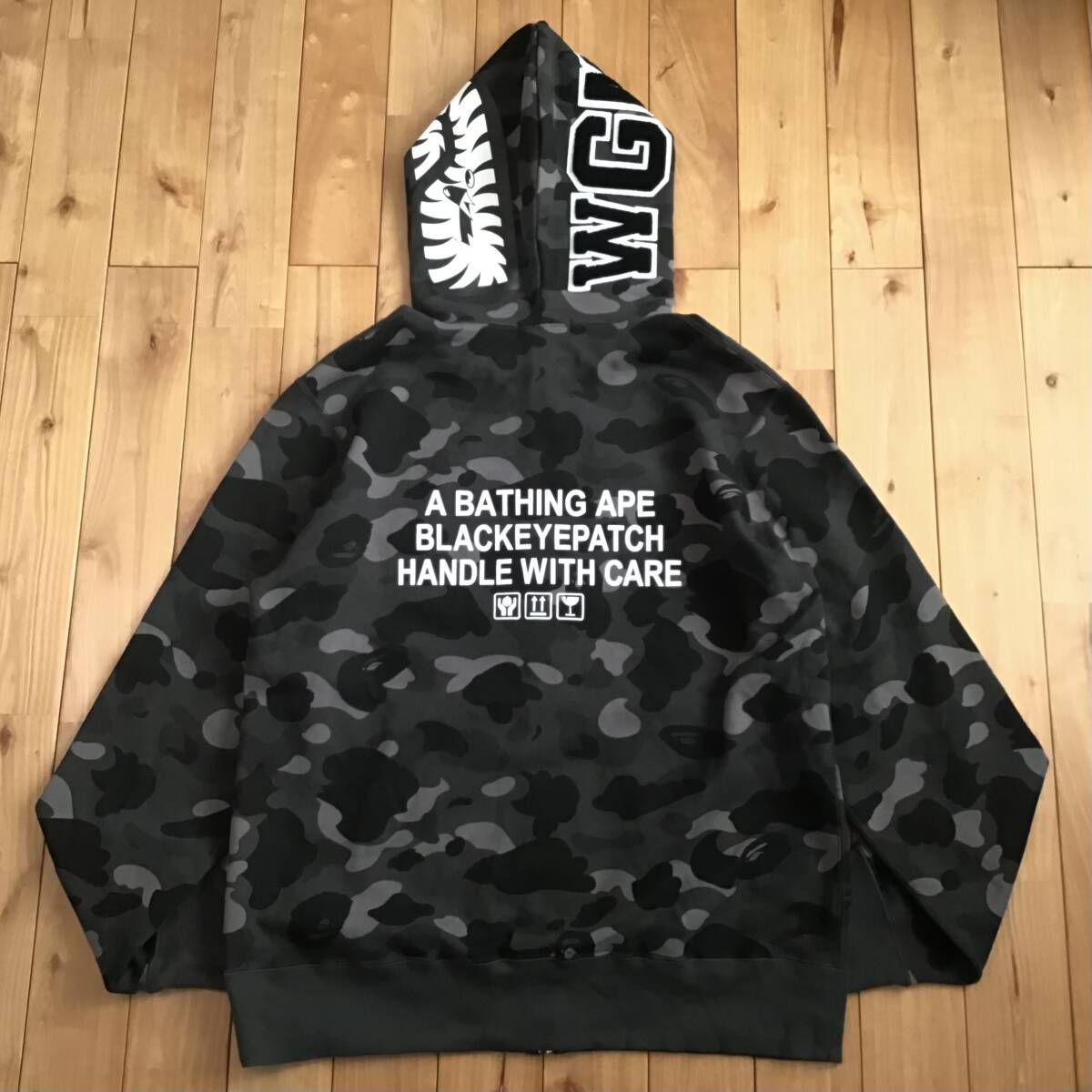 ☆XL☆ Black Eye Patch × BAPE camo シャーク パーカー a bathing ape