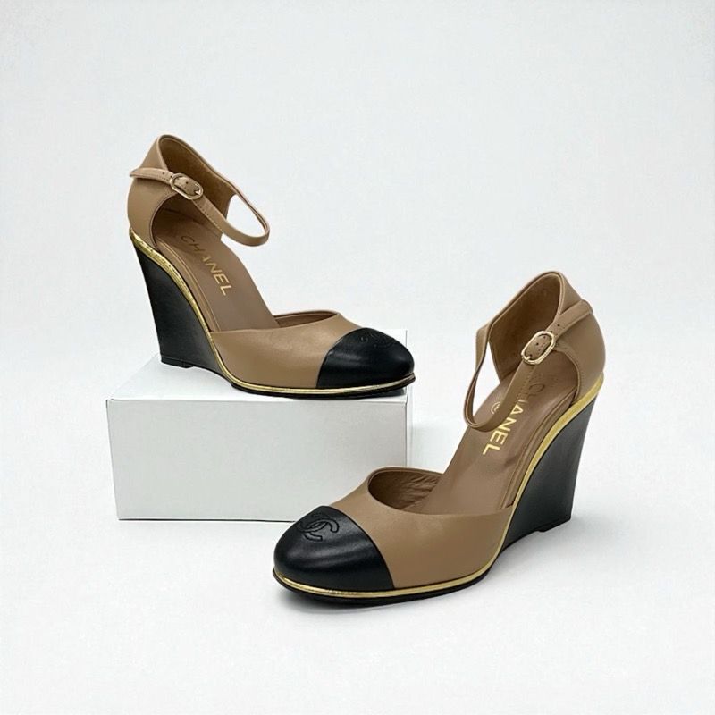 シャネル CHANEL パンプス 靴 シューズ レザー ブラウン ブラック ココ