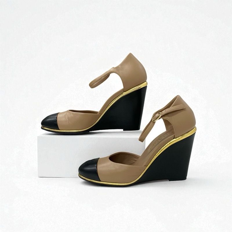 シャネル CHANEL パンプス 靴 シューズ レザー ブラウン ブラック ココ